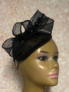 Beautiful Black Sinamay Teardrop Half Hat Fascinator for weddings, church, tea parties and special occasions
