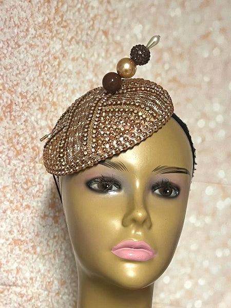 White Rhinestone Braid Hat for church head covering and other special occasions