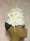 Cream Off-White Flower Fascinator Half Hat, Church Head Covering, Tea Party, Weddings and Special Occasions
