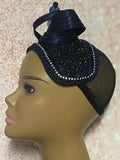 Navy Blue Beaded Crystal Headband Fascinator for Church, Tea Parties, Weddings and Special Occasions