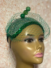 Green Rhinestone Bling Headband-Shaped Fascinator Half Hat for Church, Tea Parties, Weddings and other special occasions