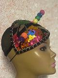 Multicolor Teardrop Fascinator Half Hat, Handmade Church Hat, Tea Parties and Special Occasions