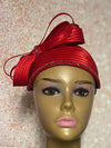 Red Satin Fascinator Half Hat for Church, Tea Parties, Weddings and other special occasions