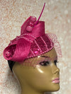 Fuchsia Pink Sequin Beaded Fascinator Half Hat for Church head covering, Tea Party, Wedding, and other Special Occasions