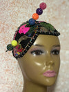 Multicolor Double Cup Teardrop Fascinator, Handmade Church Headwear and Special Occasions
