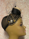 Black and Gold Beaded Sequin Headband-shaped Half Hat Fascinator for weddings, church and special occasions, Gift for Mom, Sister, Wife, Her