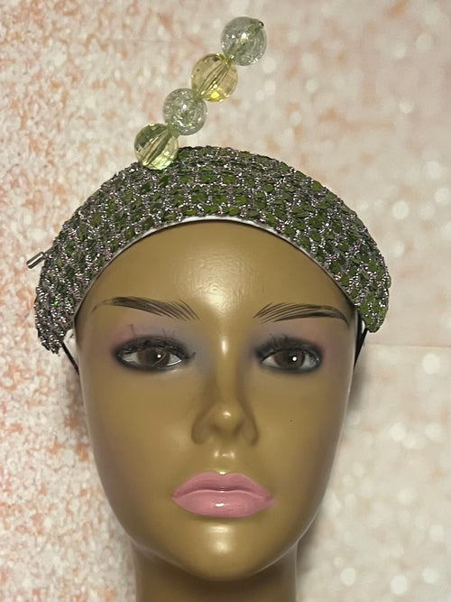 Olive Green Headband-Shaped Fascinator Half Hat for Church, Tea Parties, Weddings and other special occasions