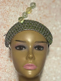 Olive Green Headband-Shaped Fascinator Half Hat for Church, Tea Parties, Weddings and other special occasions