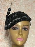 Black Beaded Half Hat Fascinator for weddings, church and special occasions, Gift for Mom, Sister, Wife, Her