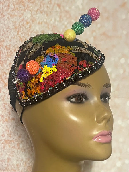 Multicolor Teardrop Fascinator Half Hat, Handmade Church Hat, Tea Parties and Special Occasions