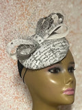 Silver and White Sequin Disc Shiny Bling Fascinator Half Hat for Church, Tea Parties, Weddings and other special occasions