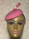 Fuchsia Pink Button Beaded Fascinator Half Hat for Church head covering, Tea Party, Wedding, and other Special Occasions
