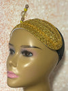 Yellow Gold Sequin Beaded Headband-Shaped Fascinator Half Hat for Church, Tea Parties, Weddings and other special occasions