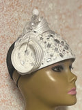 White Beaded Half Hat Fascinator for Church and Special Occasion Headwear
