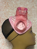 Pink Lace Rhinestone hat for Church, Wedding, Mother of the Bride, Head Covering, Tea Parties and other special occasions