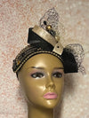 Black and Gold Beaded Sequin Headband-shaped Half Hat Fascinator for weddings, church and special occasions, Gift for Mom, Sister, Wife, Her