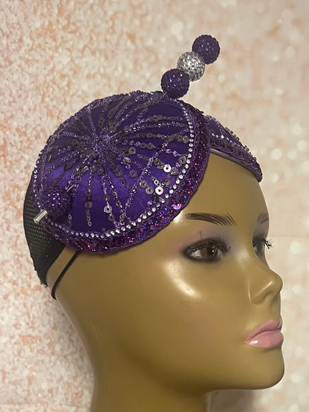 Purple Double Cup Sequin Beaded hat for Church, Weddings, Tea Parties, and other special occasions
