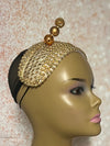 Bronze/Gold Beaded Headband-Shaped Fascinator Half Hat for Church, Tea Parties, Weddings and other special occasions