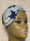 Beaded Double Teardrop Fascinator Hat, Royal Blue, Light Blue, Special Occasion Headwear