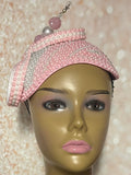 Pink and White Beaded hat for Church, Wedding, Mother of the Bride, Head Covering, Tea Parties and other special occasions