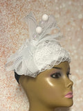 White Braided Fascinator Half Hat for Church Head Covering, Tea Parties and Other Special Occasions