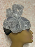 Silver Rhinestone Crystal Bling Fascinator Hat for Church, Weddings, Tea Parties, and Other Special Occasions