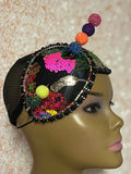 Multicolor Double Cup Teardrop Fascinator, Handmade Church Headwear and Special Occasions