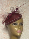 Burgundy Teardrop Flower Fascinator Half Hat for Church, Weddings and other special occasions