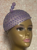 Lavender Beaded Half Hat Fascinator for weddings, church and special occasions