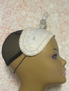 Off White Iridescent Beaded Headband: Church Wedding Head Covering Special Occasions