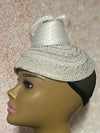 White Pearl Rhinestone Beaded  Three Quarter/Half Hat with Bow for weddings, church and special occasions, Gift for Mom, Sister, Wife