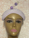 Lavender and Iridescent Beaded Headband: Church Wedding Head Covering Special Occasions