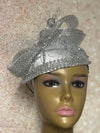 Silver Crystal Rhinestone Bead Teardrop Fascinator Half Hat, Church, Wedding, Tea Party Headpiece