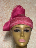 Hot Pink Beaded hat for Church, Magenta Wedding Half Hat for Mother of the Bride, Head Covering, Tea Parties and other special occasions