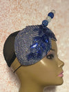 Blue Double Cup Beaded hat for Church, Weddings, Tea Parties, and other special occasions
