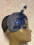 Blue Double Cup Beaded hat for Church, Weddings, Tea Parties, and other special occasions