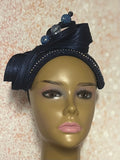 Navy Blue Beaded Crystal Headband Fascinator for Church, Tea Parties, Weddings and Special Occasions