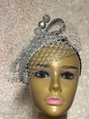 Silver Rhinestones Crystal Bling Teardrop Fascinator Half Hat for Church, Tea Parties, Weddings and other special occasions