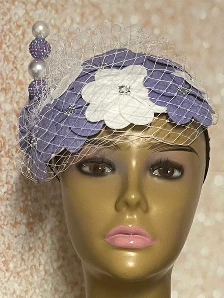 Purple and lavender Flower Half Hat