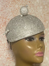 Silver Rhinestone Bling Teardrop Fascinator Half Hat, Church, Wedding, Tea Party Headpiece