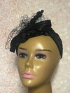 Black Satin Flower Petal Fascinator Half Hat, Weddings, Church, Tea Parties, and other Special Occasions