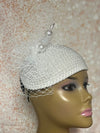 White Beaded Half Hat Fascinator for weddings, church and special occasions, Gift for Mom, Sister, Wife, Her