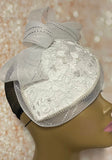 White Pearl Lace Teardrop Fascinator Half Hat, Church Head Covering, Tea Party, Kentucky Derby, Bride Hat, Wedding,  and Special Occasions