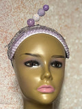 Lavender Beaded Sequin Headband Button hat for Church, Wedding, Mother of the Bride, Head Covering, Tea Parties and other special occasions