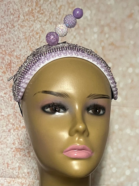 Lavender Beaded Sequin Headband Button hat for Church, Wedding, Mother of the Bride, Head Covering, Tea Parties and other special occasions