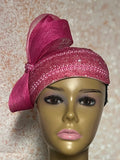 Hot Pink Beaded hat for Church, Magenta Wedding Half Hat for Mother of the Bride, Head Covering, Tea Parties and other special occasions