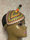 Earth Tone Multicolor Beaded Rhinestone Teardrop Fascinator, Handmade Church Headwear, and Special Occasions