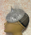 Silver Sequin Disc Shiny Bling Fascinator Half Hat for Church, Tea Parties, Weddings and other special occasions