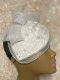 White Pearl Lace Teardrop Fascinator Half Hat, Church Head Covering, Tea Party, Kentucky Derby, Bride Hat, Wedding,  and Special Occasions