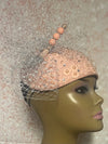 Peach Lace Fascinator Half Hat, Weddings, Church, Tea Parties, and other Special Occasions